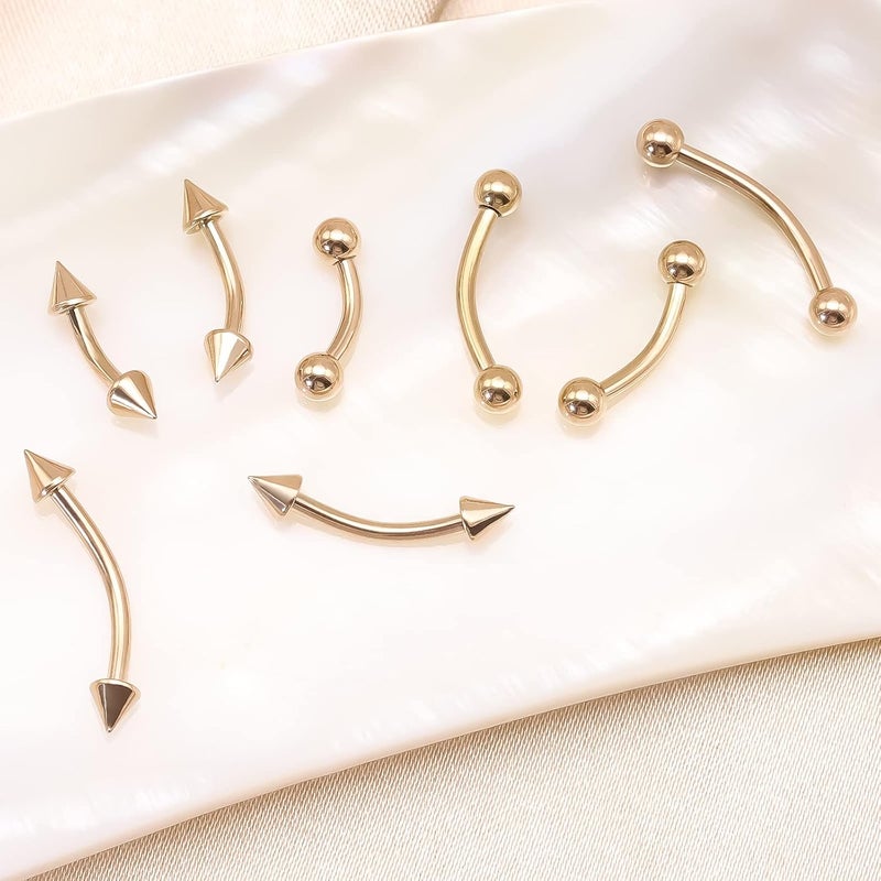 BLISI G23 Solid Titanium Eyebrow Piercing Jewelry, Gokd Black Rose Gold Silver Pink Rainbow Eyebrow Rings 16G Curved Barbell,Tiny Vertical Labret Lip Jewelry Rook Piercing Jewelry for Women and Men - Image 4